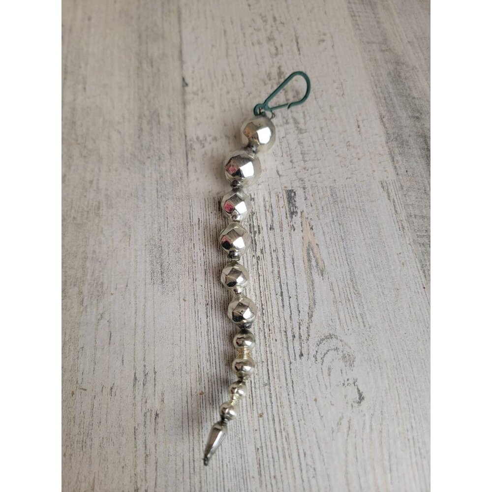 Vintage‎ Unique Silver Mercury beaded ornament Xmas glass decor
